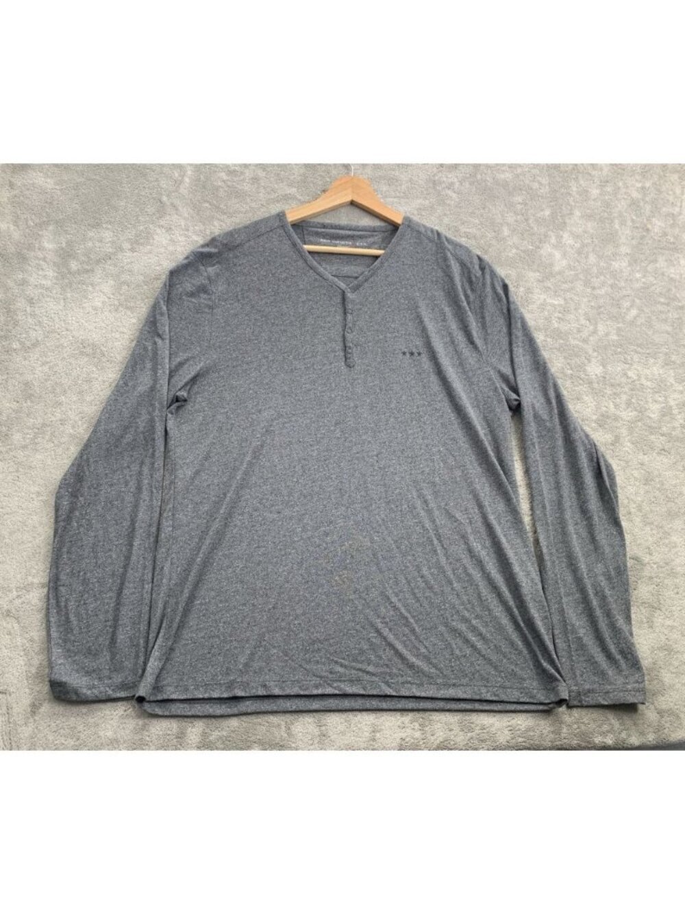 John Varvatos Star USA Shirt Mens XL 4 Button Henley Logo Long Sleeve Preppy